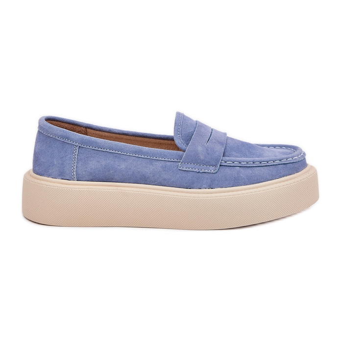 Mocasins de gamuza para mujeres en la plataforma azul Vinceza 79535