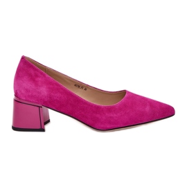 Bombas suaves de gamuza con herramientas puntiagudas Vinceza 66736 Fuksja rosa