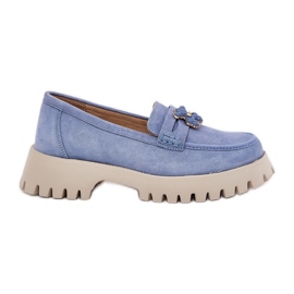 Mocasines de gamuza para mujeres con alfileres Bear Vinceza 79533 Azul