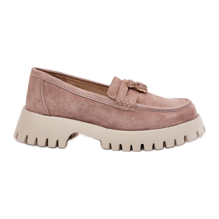 Mocasines de gamuza para mujeres con alfileres Bear Vinceza 79533 beige
