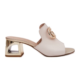 Elegantes tacones de cuero Laura Messi 2875 Beige-Gold