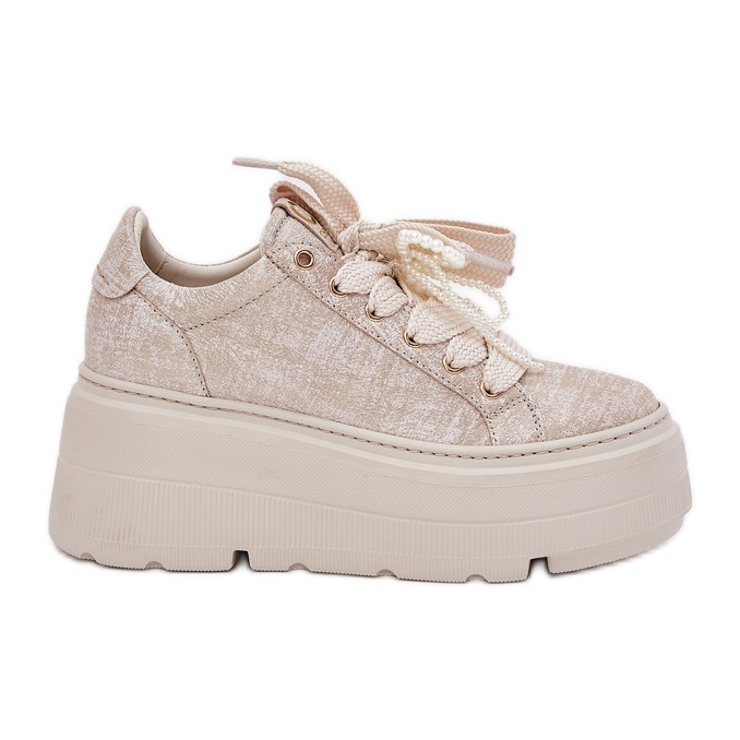 Zapatillas de deporte de cuero en la plataforma Chebello 4658 Zloty dorado