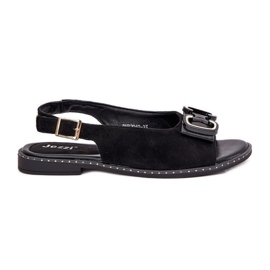 Jezzi Sandalias planas con decoración Eco Suede Negro