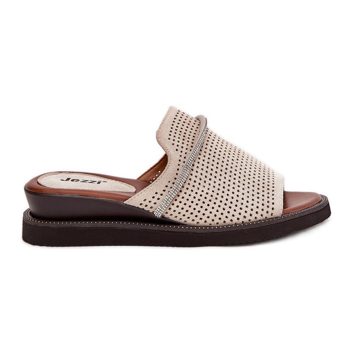 Jezzi Godas para mujeres con una correa decorativa de beige