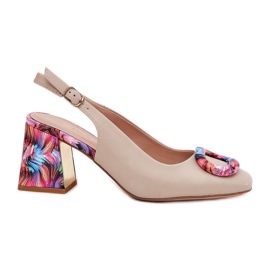S.Barski Sandalias de cuero para mujeres en el beige CR51-002