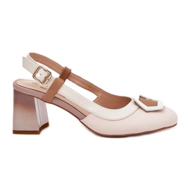 S.Barski Sandalias de mujer de cuero Elegantes en el Pilar Beige CR51-569
