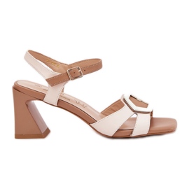 S.Barski Elegantes sandalias de cuero para mujeres en el pilar beige CR51-570