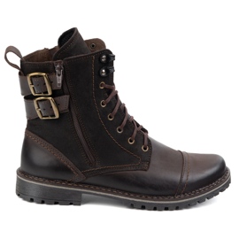Olivier Zapatos para hombres Motocicleta militar militar cuero 83kz marrón