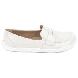 Olivier Mocasines de cuero minimalista de mujer descalzo 1280 ECRU blanco