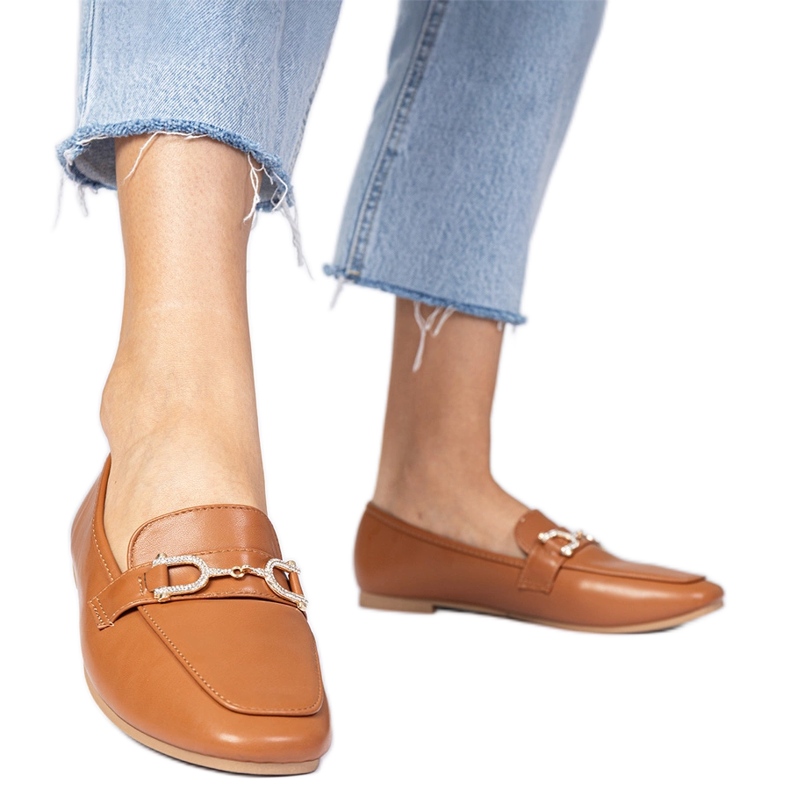 Mocasines marrones elegantes con circones marrón Mocasines marrones elegantes con circones marrón