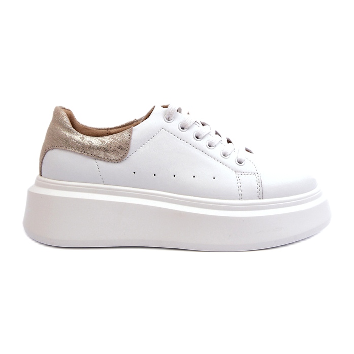 S.Barski Zapatillas de deporte de cuero para mujeres en la plataforma blanca de D&amp;A LR568 blanco