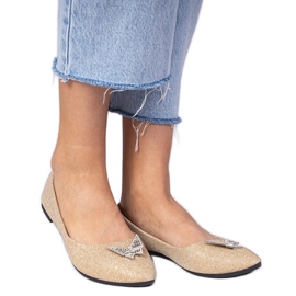 Ballerinas Golden Women's Glitter con una mariposa dorado Ballerinas Golden Women's Glitter con una mariposa dorado