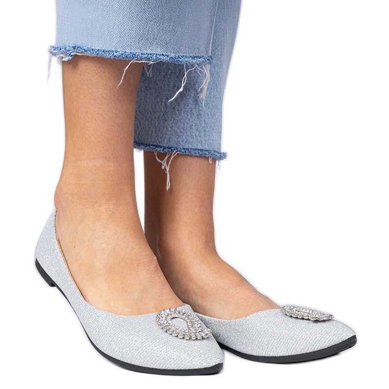 Ballerinas de brillo para mujeres plateadas con circones plata Ballerinas de brillo para mujeres plateadas con circones plata