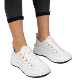 Zapatillas de zapatillas de encaje de mujeres blancas blanco Zapatillas de zapatillas de encaje de mujeres blancas blanco