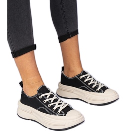 Zapatillas de deporte de material para mujeres negras negro