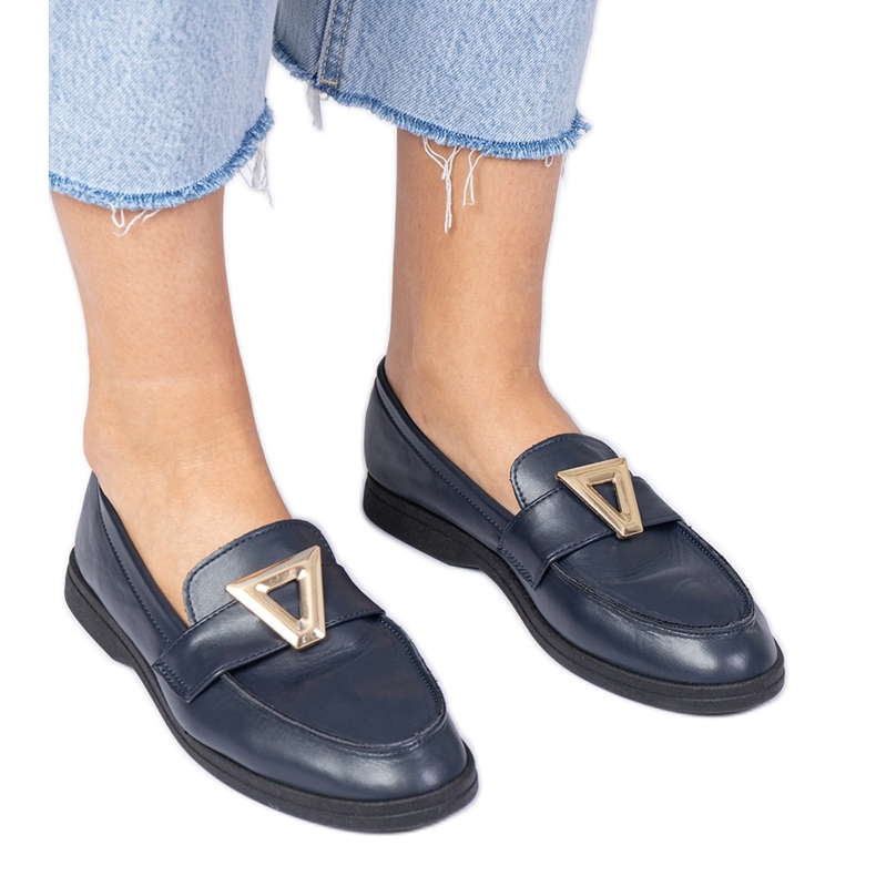 Mocasines de mujeres marina con una decoración elegante azul