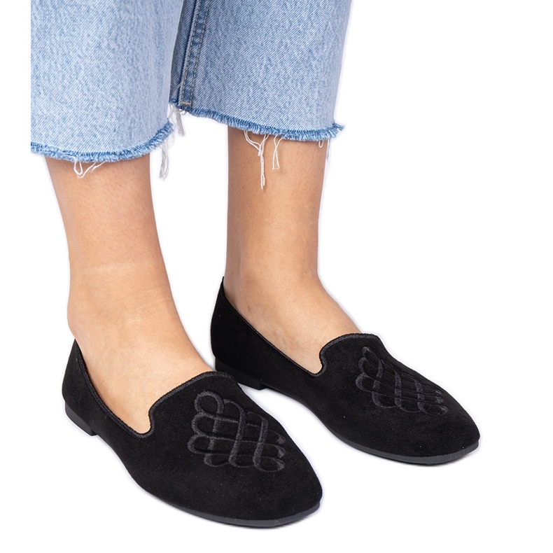 Ballerinas Ekozamszowe de mujeres negras con bordados negro