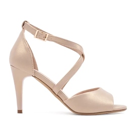 Sandalias de mujeres en los tacones de perlas Sergio Leone beige