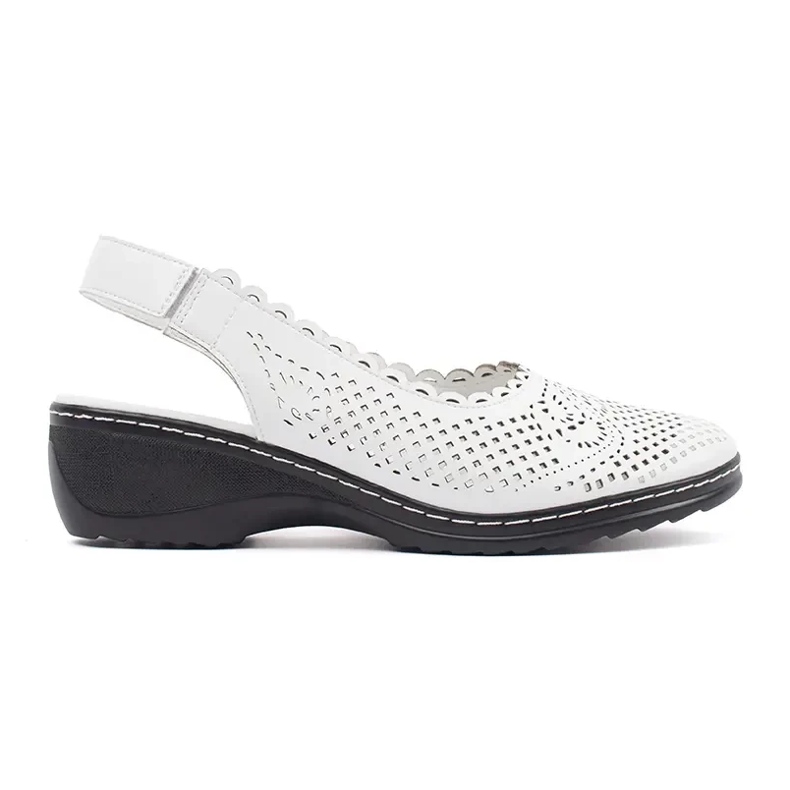 Goodin Sandalias de cuña blanca con un tacón abierto blanco