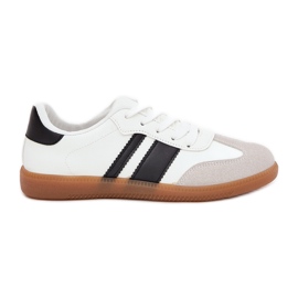Zapatillas de deporte para mujeres bajas con cuero ecológico blanco