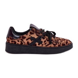 Zapatos deportivos de mujer bajo con leopardo estampado marrón
