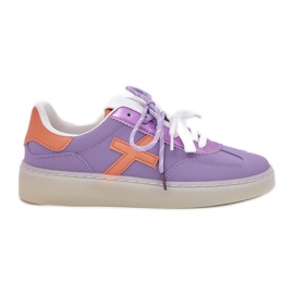 Zapatos deportivos violetas de la violeta baja púrpura