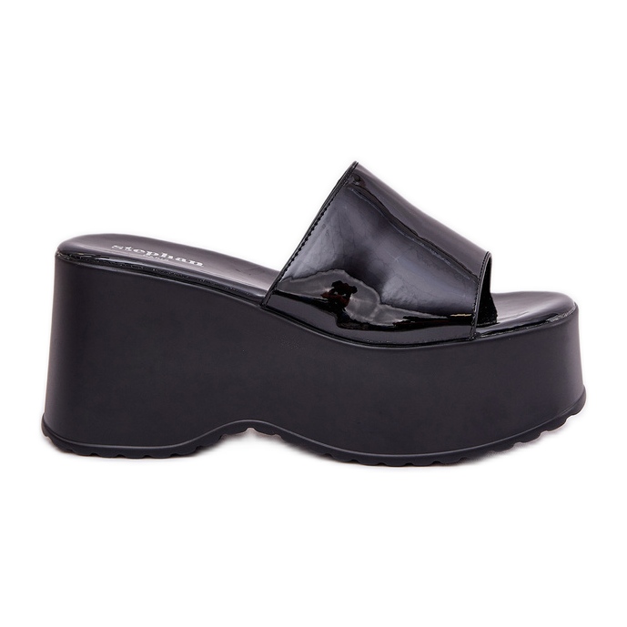 Zapatillas de mujer pintadas en la plataforma y cuñas negras negro Zapatillas de mujer pintadas en la plataforma y cuñas negras negro