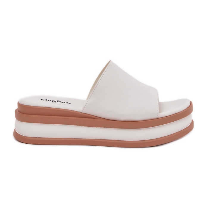 Zapatillas de mujer clásica en la plataforma y cuñas blancas blanco
