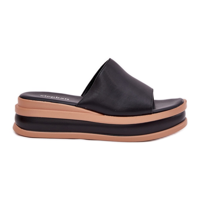 Zapatillas clásicas de mujeres en la plataforma y cuñas negras negro