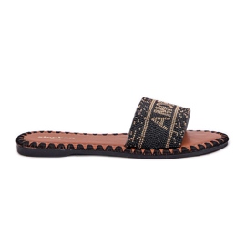 Chanclas de mujer plana con decoración negra negro
