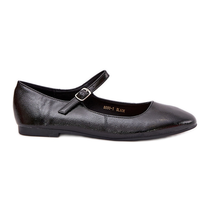 Bailarinas de charol con cinturón, negro