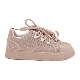 Zapatillas de deporte para mujeres con decoración en la plataforma beige