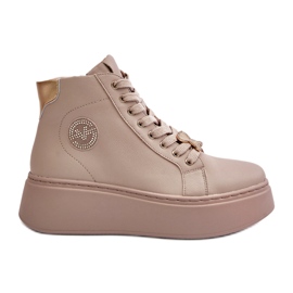 Zapatillas Altas Mujer Piel con Plataforma Vinceza 66707 Beige