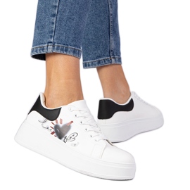 Zapatillas blancas y blancas zapatillas deportivas para mujeres con estampado blanco