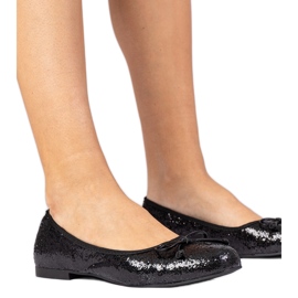 Ballerinas de brillo de mujeres negras con arco negro Ballerinas de brillo de mujeres negras con arco negro