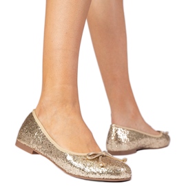 Ballerinas Golden Women's Glitter con un arco dorado