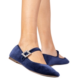 Balderinas de Velor Womenal de la Marina con una hebilla azul