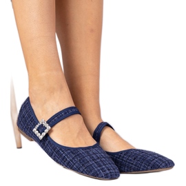 Ballerinas de mujeres azul marino con una hebilla y cristaliki