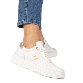 Zapatillas beige para mujeres con brocado dorado