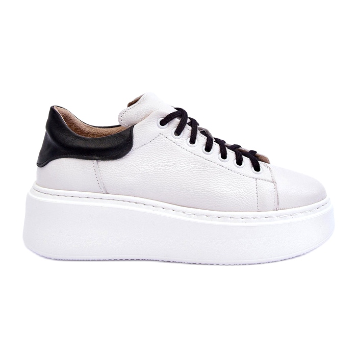 Lemar Zapatos deportivos de cuero para mujeres en la plataforma blanca blanco