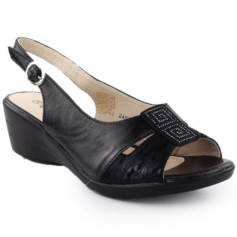 Evento Sandalias de mujeres en cuñas Black Evalo 7028 negro