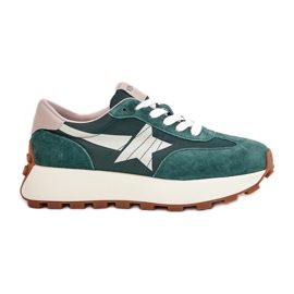 Zapatos deportivos de gamuza para mujeres en la plataforma Vinceza 66720 verde