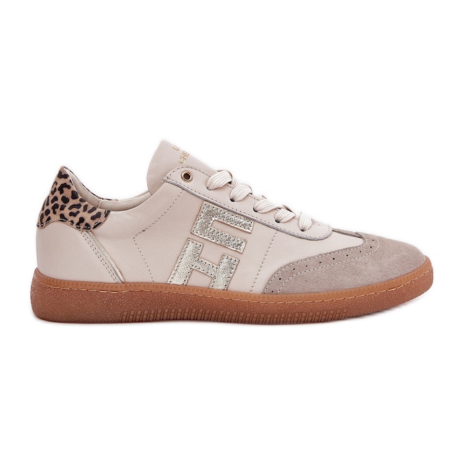 CheBello Zapatos deportivos de cuero zapatillas de deporte para mujeres chello 4640 beige