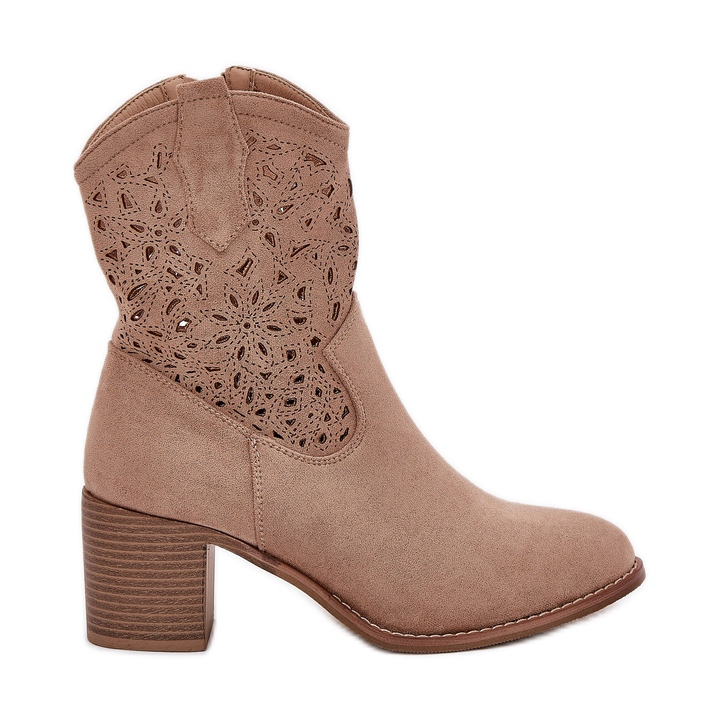 Botas de Openwork Tisos altos para mujeres S.Barski Hy51-125 beige