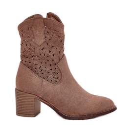 Botas de Openwork Tisos altos de mujer S.Barski Hy51-125 Brown marrón