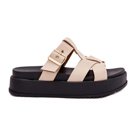Flip Flip Flip Flip en la plataforma con rayas y abrazadera beige