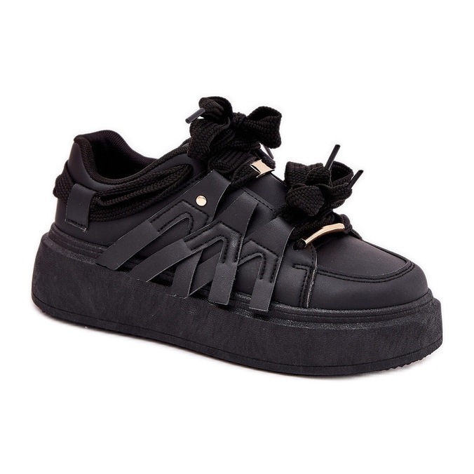 Zapatillas de zapatillas de cuero en la plataforma negra negro