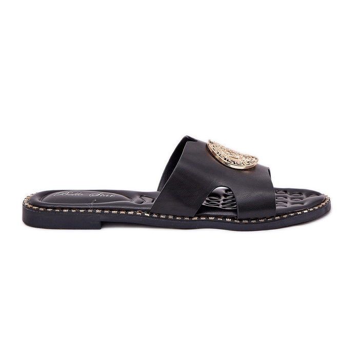 Chanclas de mujeres planas con detalles decorativos ofertas negras negro