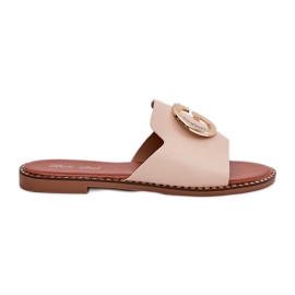 Zapatillas para mujeres de cuero ecológica con detalle decorativo BEIGE