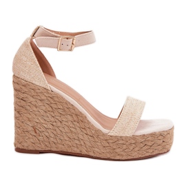 Sandalias De Mujer Con Cuña Y Trenza, Beige